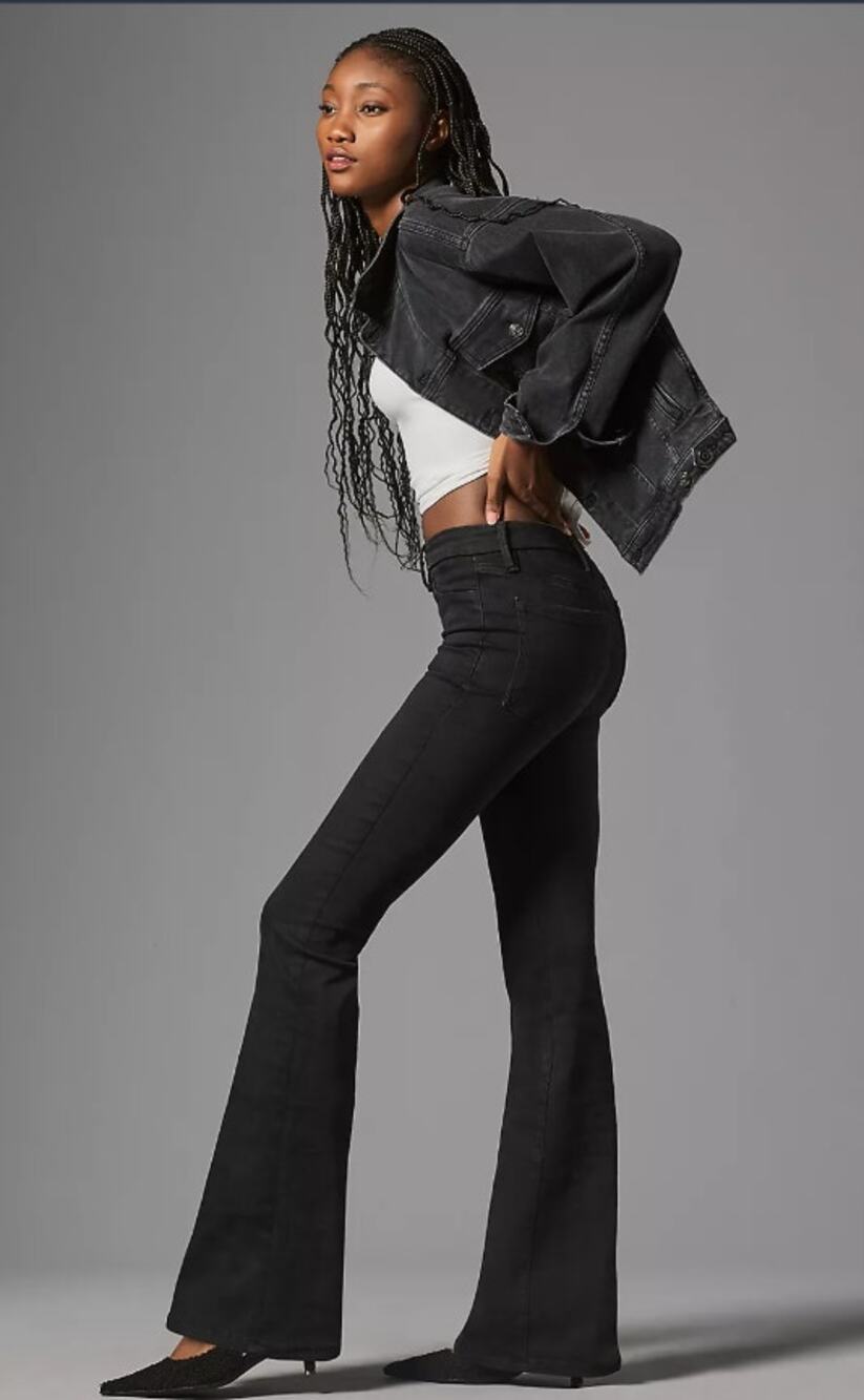 EUC Good American Pull-On High-Rise Black Flare Jeans - XS